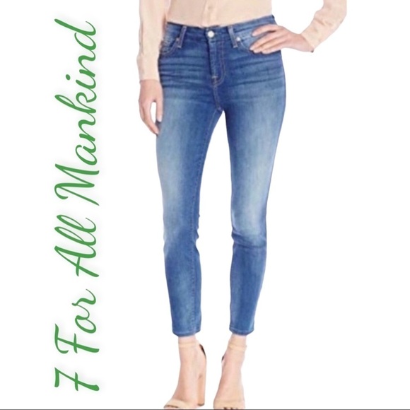 7FAM Cropped Straight Leg Mid-Rise Jeans, Size 27 - Picture 1 of 14